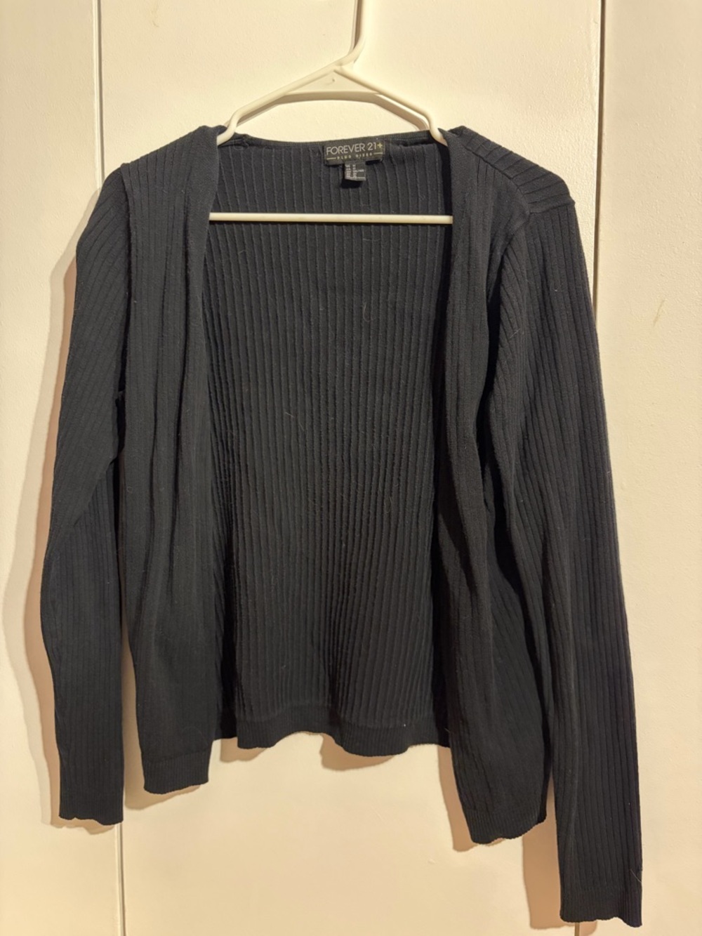 Forever 21 Black Ribbed Open-Front Cardigan